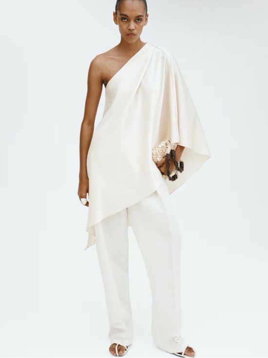 H&M Tops - NWT H&M Edition Women's White Satin One-Shoulder Asymmetric Top | Size M